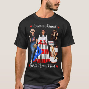Womens American Raised Puerto Rico Blood Puerto Ri T-Shirt