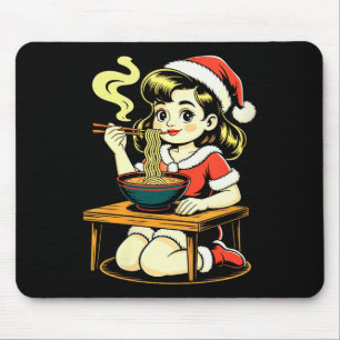 Womens Anime Ramen Xmas Kawaii Santa Girl Eating J Mouse Mat