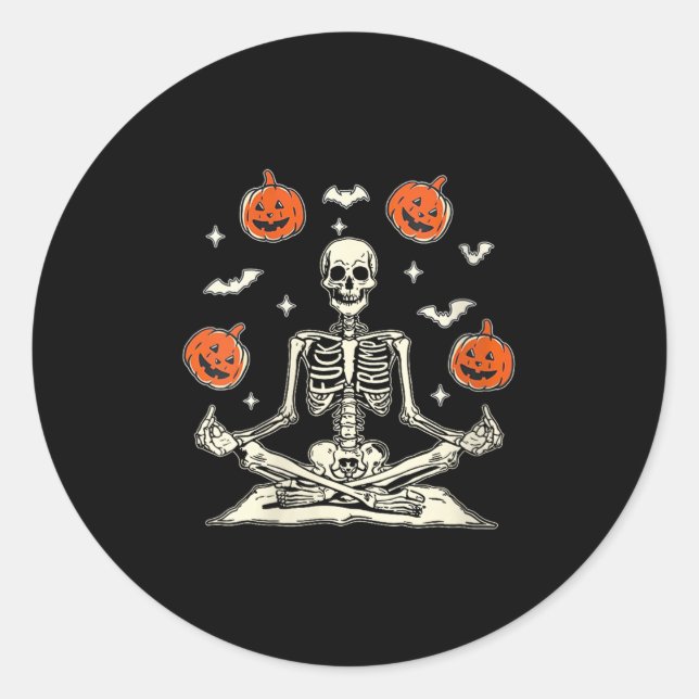 Womens Anti Trump Skeleton Halloween V-neck  Classic Round Sticker (Front)