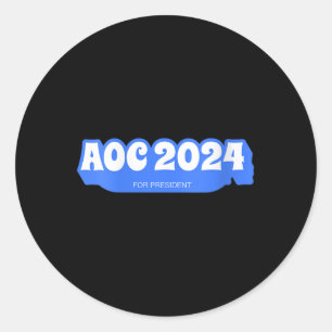 Womens Aoc 2024 American Vintage V-neck Classic Round Sticker