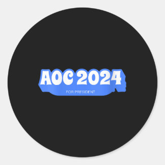 Womens Aoc 2024 American Vintage V-neck  Classic Round Sticker