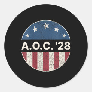 Womens Aoc 2028 A.o.c. 2028 For President American Classic Round Sticker
