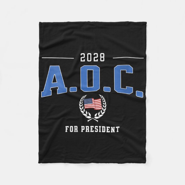 Womens Aoc 2028 For President Alexandria Ocasio-co Fleece Blanket (Front)
