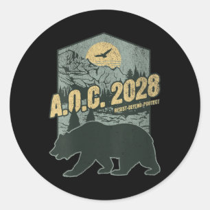 Womens Aoc 2028 For President Resist Bear Alexandr Classic Round Sticker