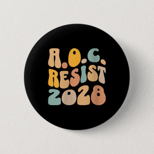 Womens Aoc 2028 For President Resist Wavy Alexandr 6 Cm Round Badge