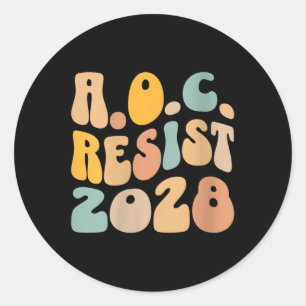 Womens Aoc 2028 For President Resist Wavy Alexandr Classic Round Sticker