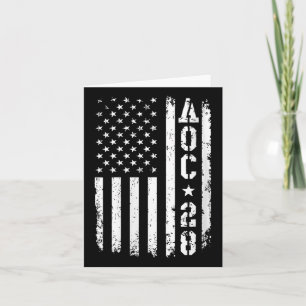 Womens Aoc 2028 Us Flag V-neck Card