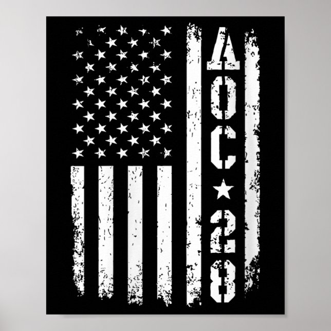 Womens Aoc 2028 Us Flag V-neck  Poster (Front)