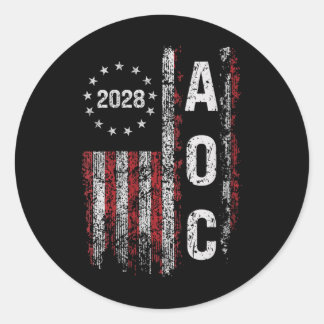 Womens Aoc Alexandria Ocasio Cortez 2028 For Presi Classic Round Sticker