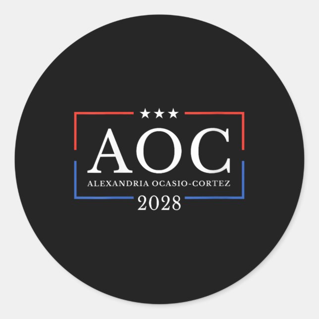Womens Aoc For President 2028 Simple Sign For Wome Classic Round Sticker (Front)