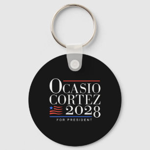 Womens Aoc For President 2028 V-neck  Key Ring