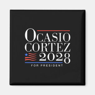 Womens Aoc For President 2028 V-neck Magnet