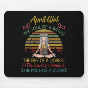Womens April Girl Witch Soul Cute Vintage Birthday Mouse Mat