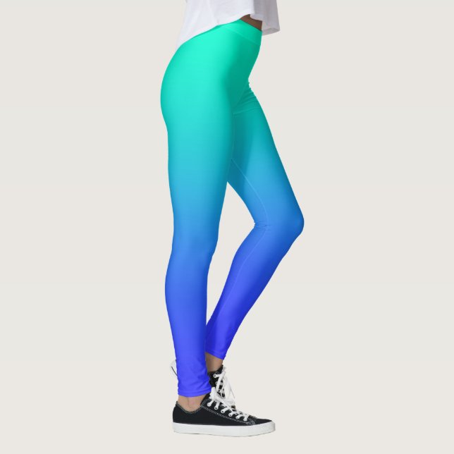 Women's Aqua Blue Full Length  Leggings (Right)