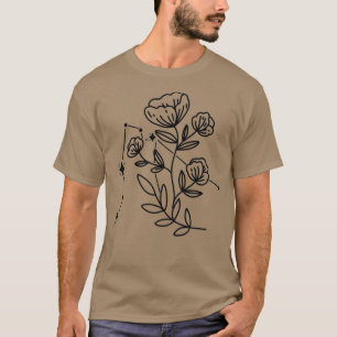 Womens Aquarius Zodiac Sign Flowers Constellation  T-Shirt