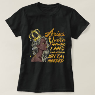 Womens Aries Queen Birthday Zodiac Gift Black W.. T-Shirt