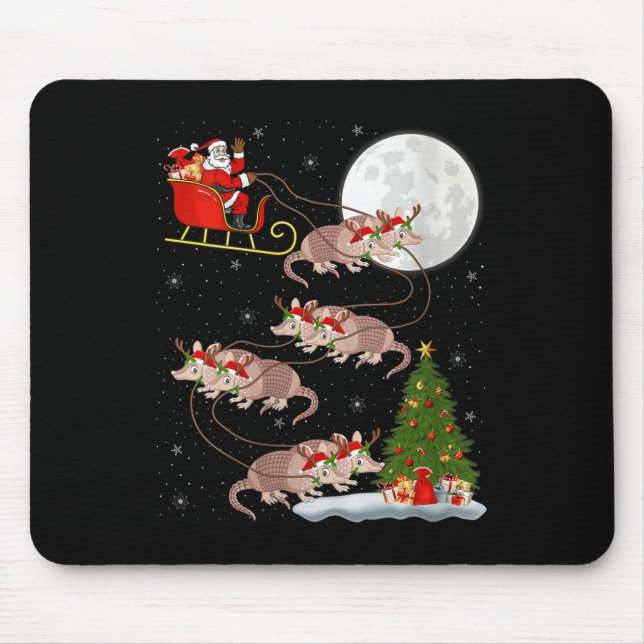 Womens Armadillo Santa Sleigh Flying Funny Magical Mouse Mat (Front)