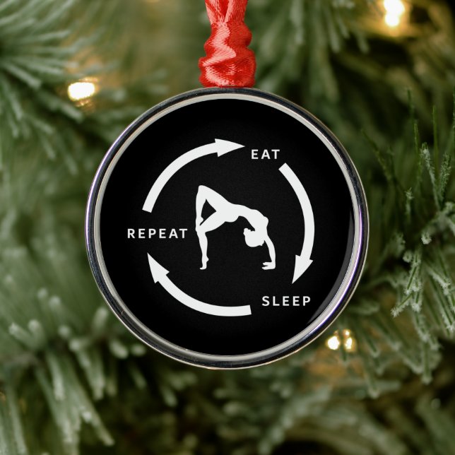 Women's Artistic Gymnastics Eat Sleep Repeat Sport Metal Tree Decoration (Tree)
