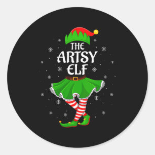 Womens Artsy Elf Christmas Family Girls Women Elf Classic Round Sticker