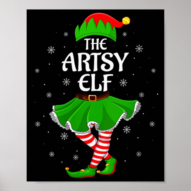 Womens Artsy Elf Christmas Family Girls Women Elf  Poster (Front)