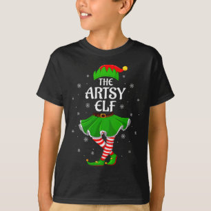 Womens Artsy Elf Christmas Family Girls Women Elf T-Shirt
