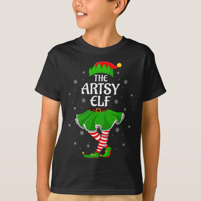 Womens Artsy Elf Christmas Family Girls Women Elf  T-Shirt (Front)