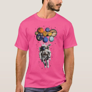 Womens Astronaut Balloon Planets Spaceman Galaxy A T-Shirt