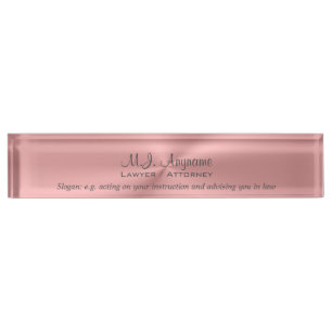 Womens Attorney Luxury pink with slogan Nameplate