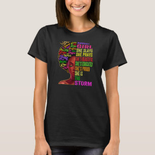 Womens August Girl She Slays & Prays August Birth T-Shirt
