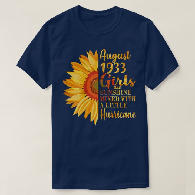 Womens August Girls 1933  89th Birthday Gifts 89 Y T-Shirt (Design Front)