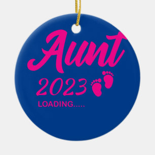 Womens Aunt 2023 Loading Pregnancy Announcement Ceramic Tree Decoration