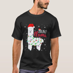 Womens Aunt Llama Llama Aunt Christmas Santa Hat T-Shirt