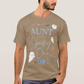 Womens Aunt of the Spooky One First Birthday Blue T-Shirt