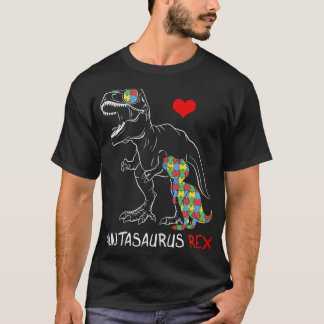 Womens Auntasaurus Auntie Rex Autism Awareness Mot T-Shirt