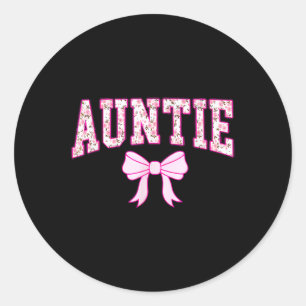 Womens Auntie Coquette Bow Pink Aesthetic Mothers Classic Round Sticker