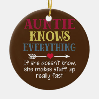 Womens Auntie Knows Everything If She Doesn't Ceramic Tree Decoration