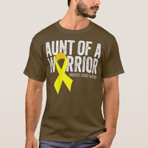 Womens Auntie Ribbon Aunt Of A Warrior Childhood C T-Shirt