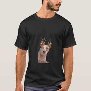 Womens Australian Cattle Dog Reindeer Christmas V  T-Shirt