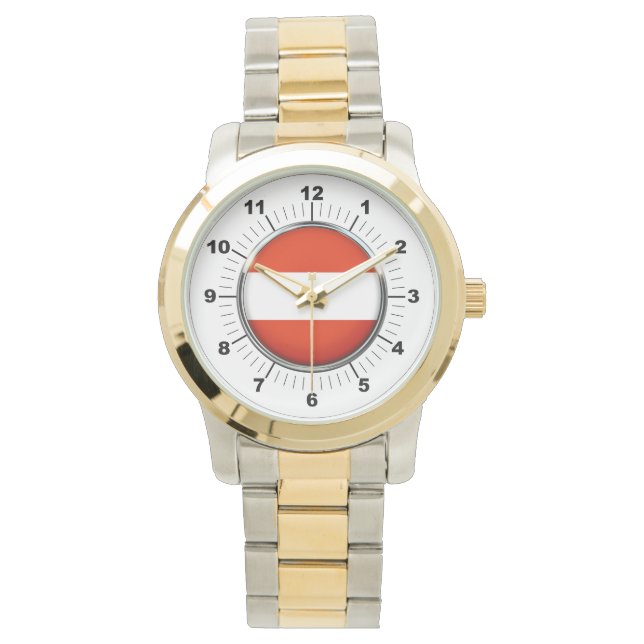 Women's Austria Flag Oversized Two-Tone Watch (Front)