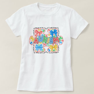 Womens Autism Awareness Coquette Bow T-Shirt