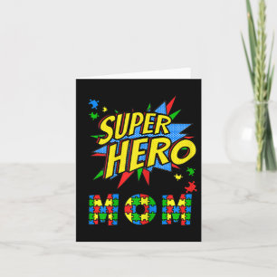 Womens Autism Awareness For Super Hero Mum Blue Ap Card
