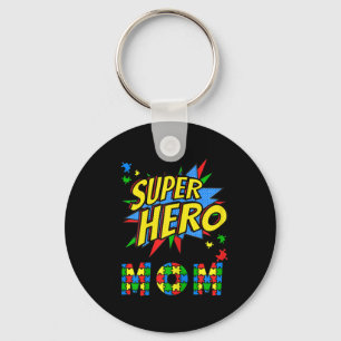 Womens Autism Awareness For Super Hero Mum Blue Ap Key Ring