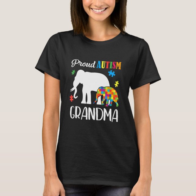 Womens Autism Awareness  Proud Autism Grandma T-Shirt (Front)