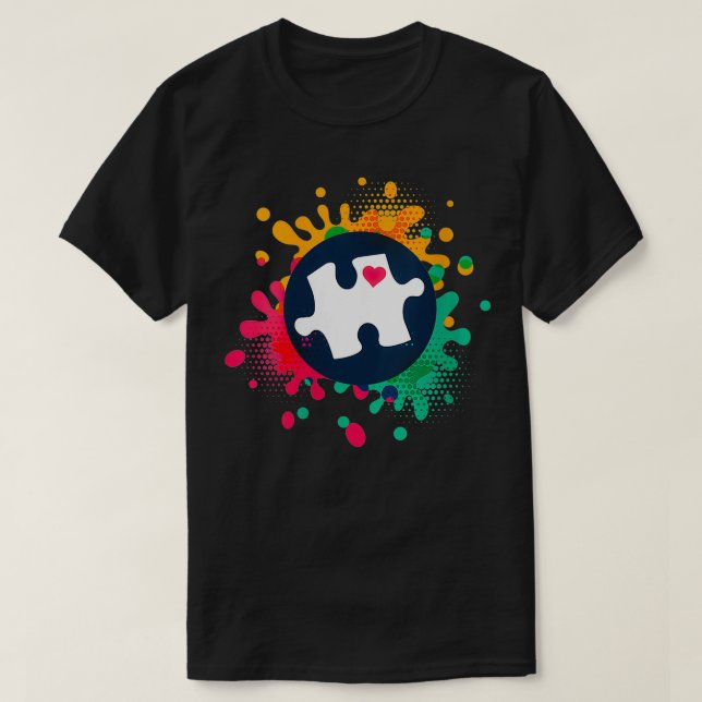 Womens Autism Awareness Puzzle Piece Love Autistic T-Shirt (Design Front)