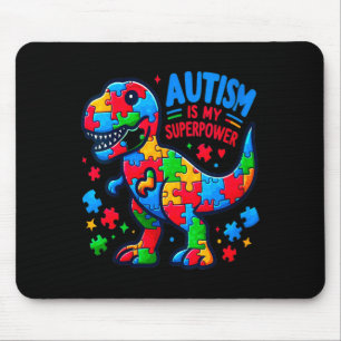 Womens Autism - Dinosaur - Puzzle - Bow - Autism I Mouse Mat