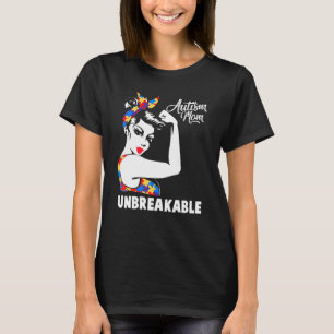 Womens Autism Mum Unbreakable  Autism Awareness Da T-Shirt