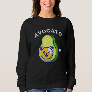 Womens Avogato Avocado Cat Cute Face Graphic Sweatshirt