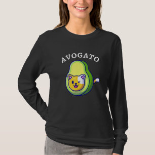 Womens Avogato Avocado Cat Cute Face Graphic T-Shirt