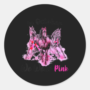 Womens Awareness In October We Wear Pink Horse Bre Classic Round Sticker