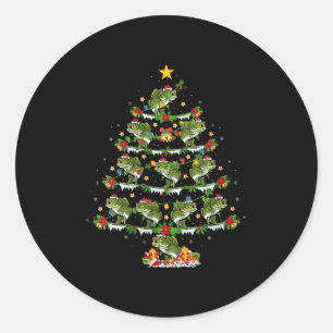 Womens B Fish Christmas Tree Lights Funny B Fishin Classic Round Sticker